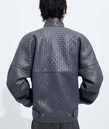 Men's Intrecciato Leather Jacket in Harbor gray Bottega Veneta Greece EN - Image 3
