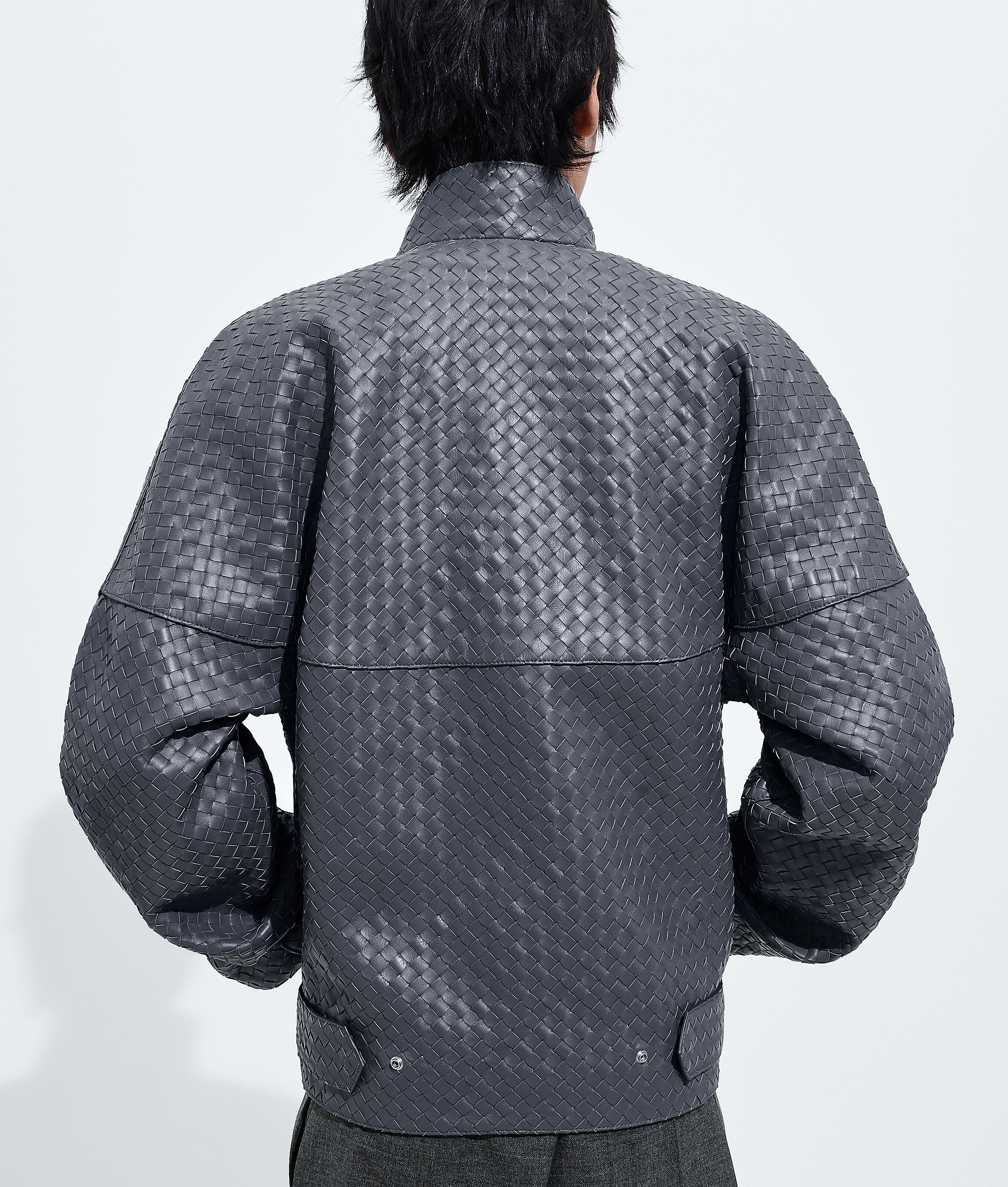 Men's Intrecciato Leather Jacket in Harbor gray Bottega Veneta Luxembourg EN - Image 3