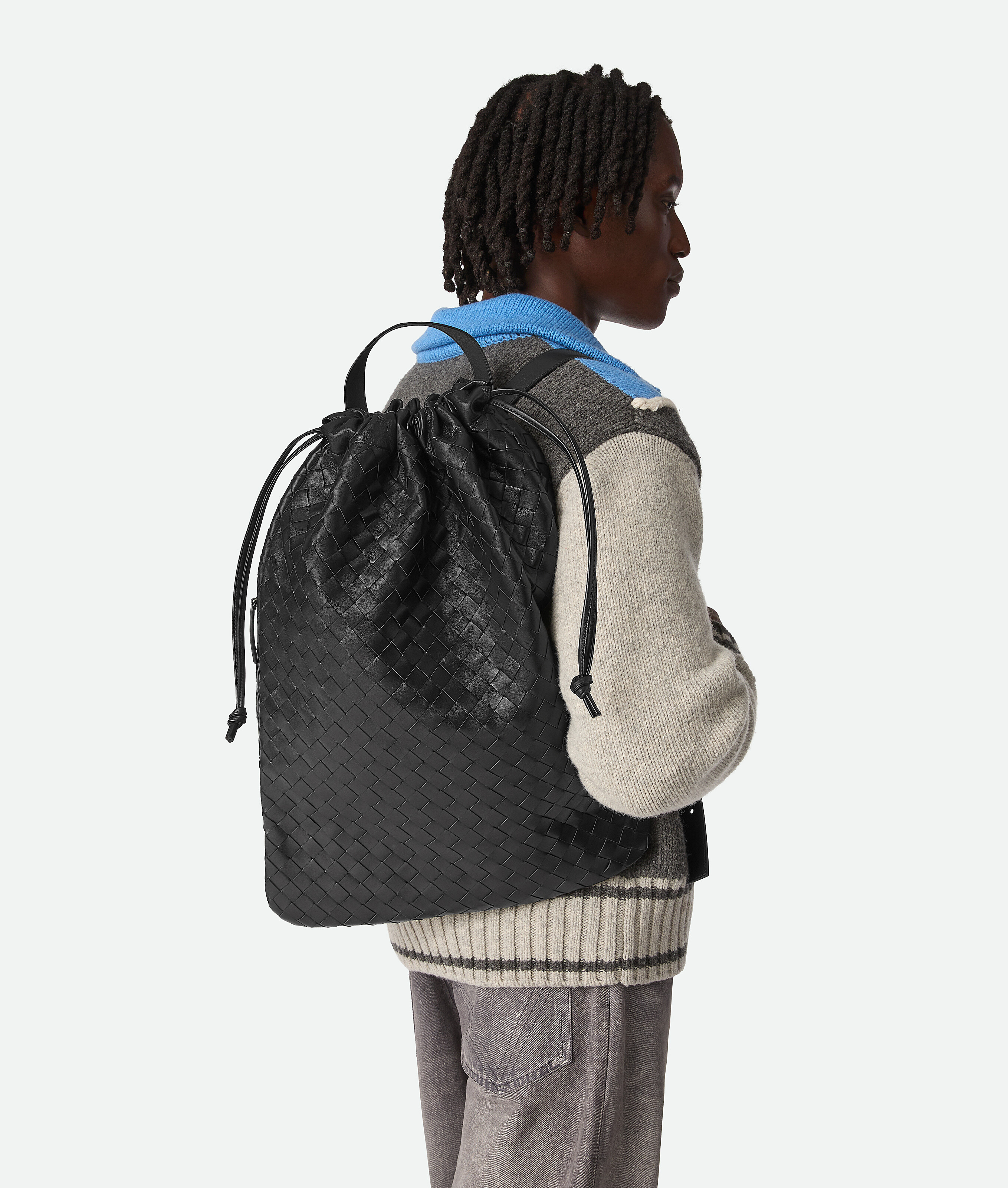 Bottega Veneta Intrecciato Trail Backpack In Black