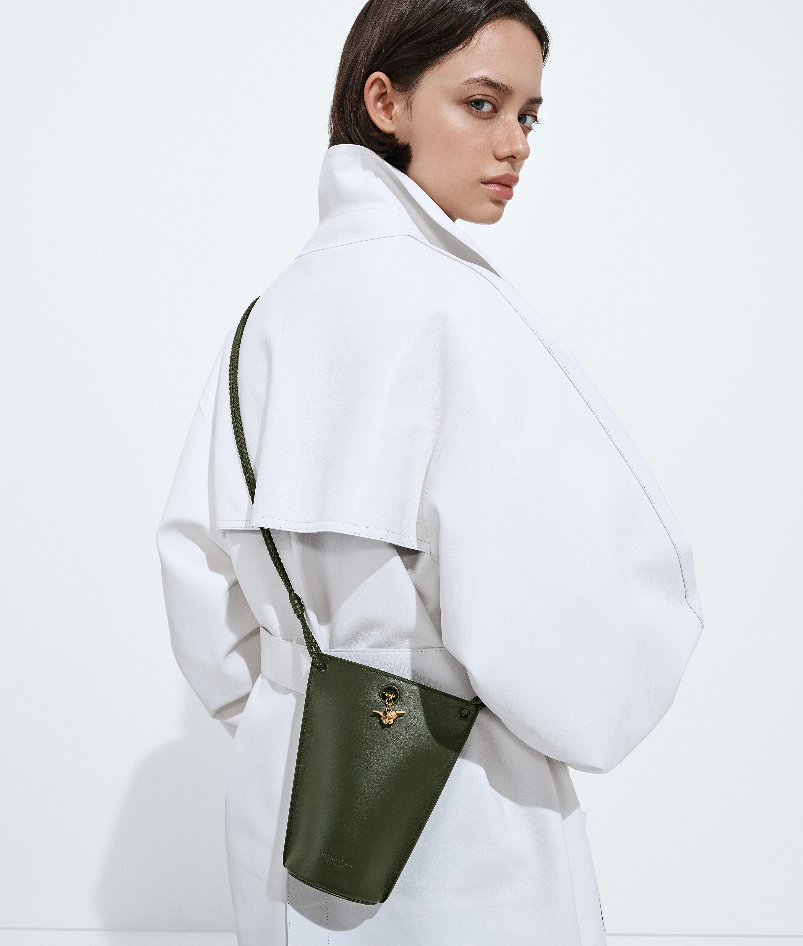 Women's Bacio Phone Bucket in Green tweed Bottega Veneta Luxembourg EN - Image 6