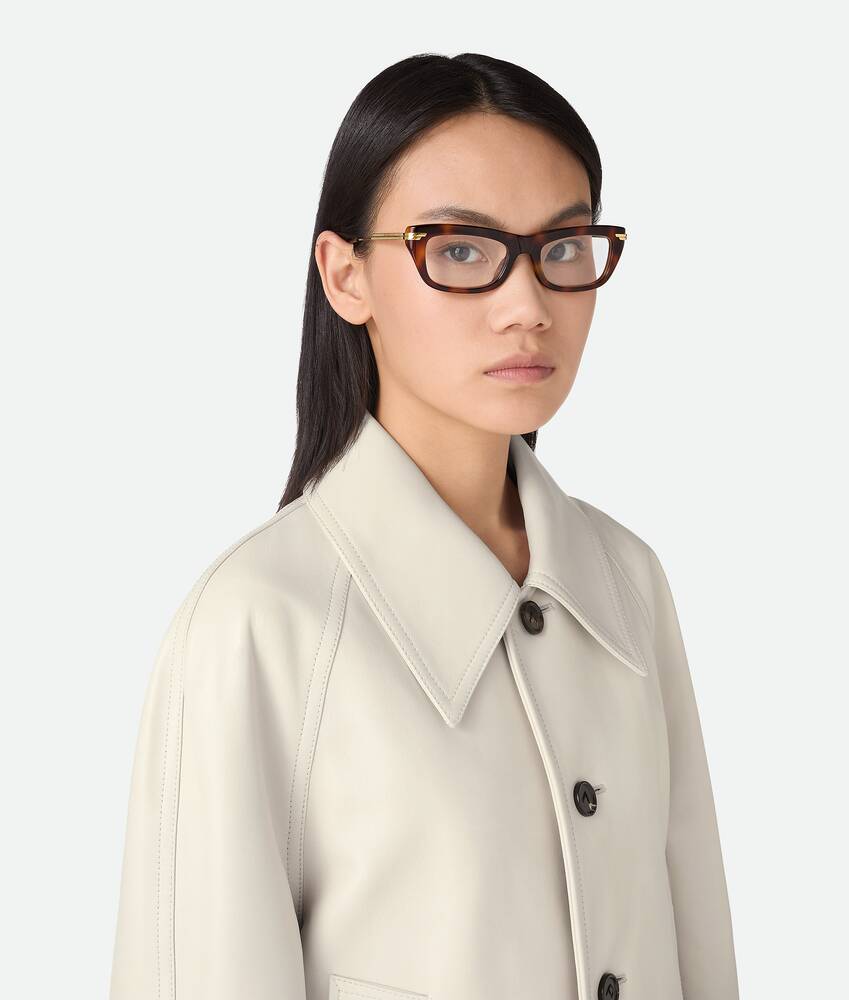 Women's Classic Rectangular Eyeglasses in Havana/transparent Bottega Veneta Taiwan EN - Image 2
