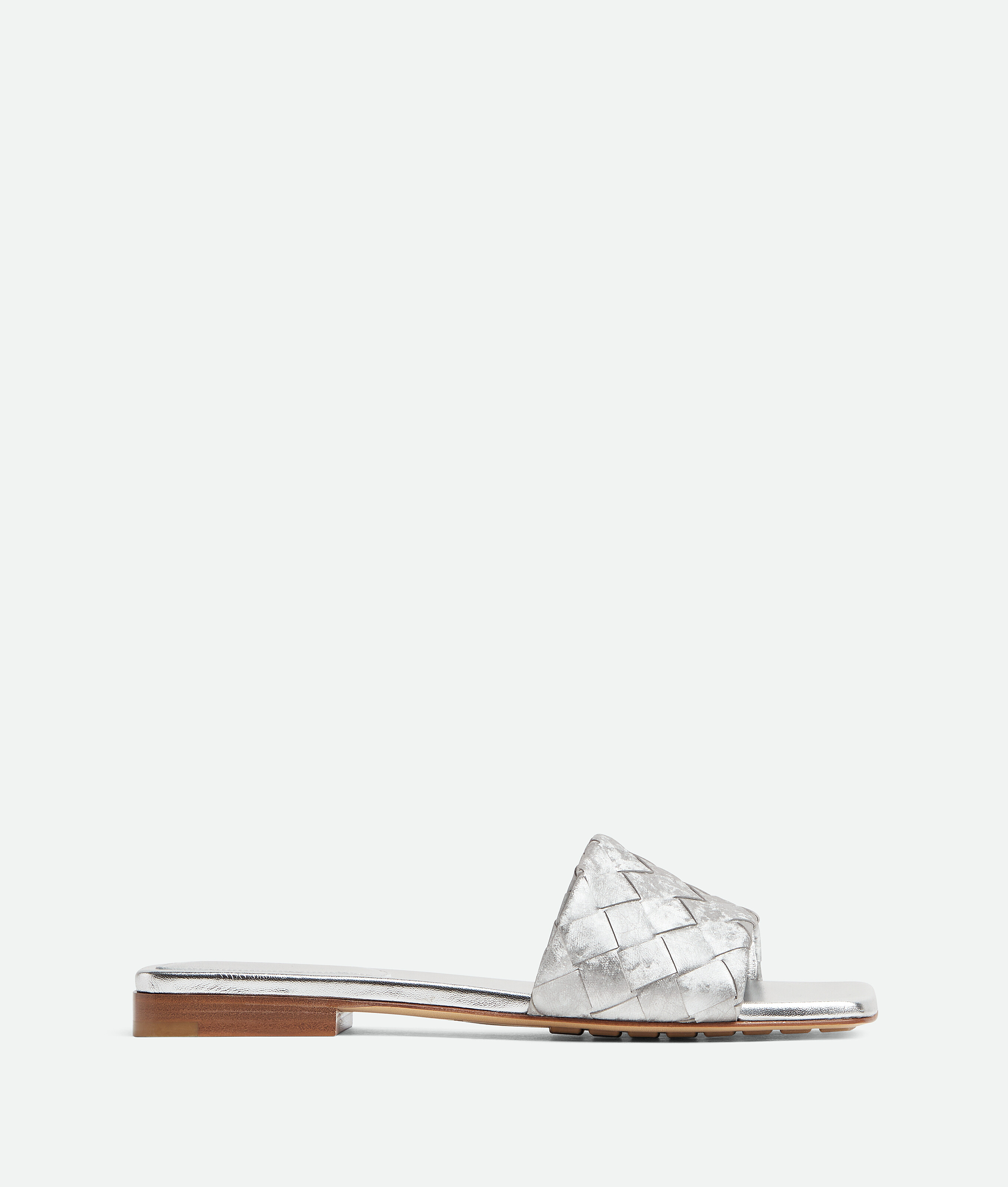 Bottega Veneta Parco Flat Mule In Metallic