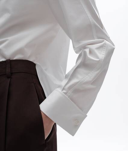Women's Compact Cotton Poplin Shirt in White Bottega Veneta Cyprus EN - Image 4
