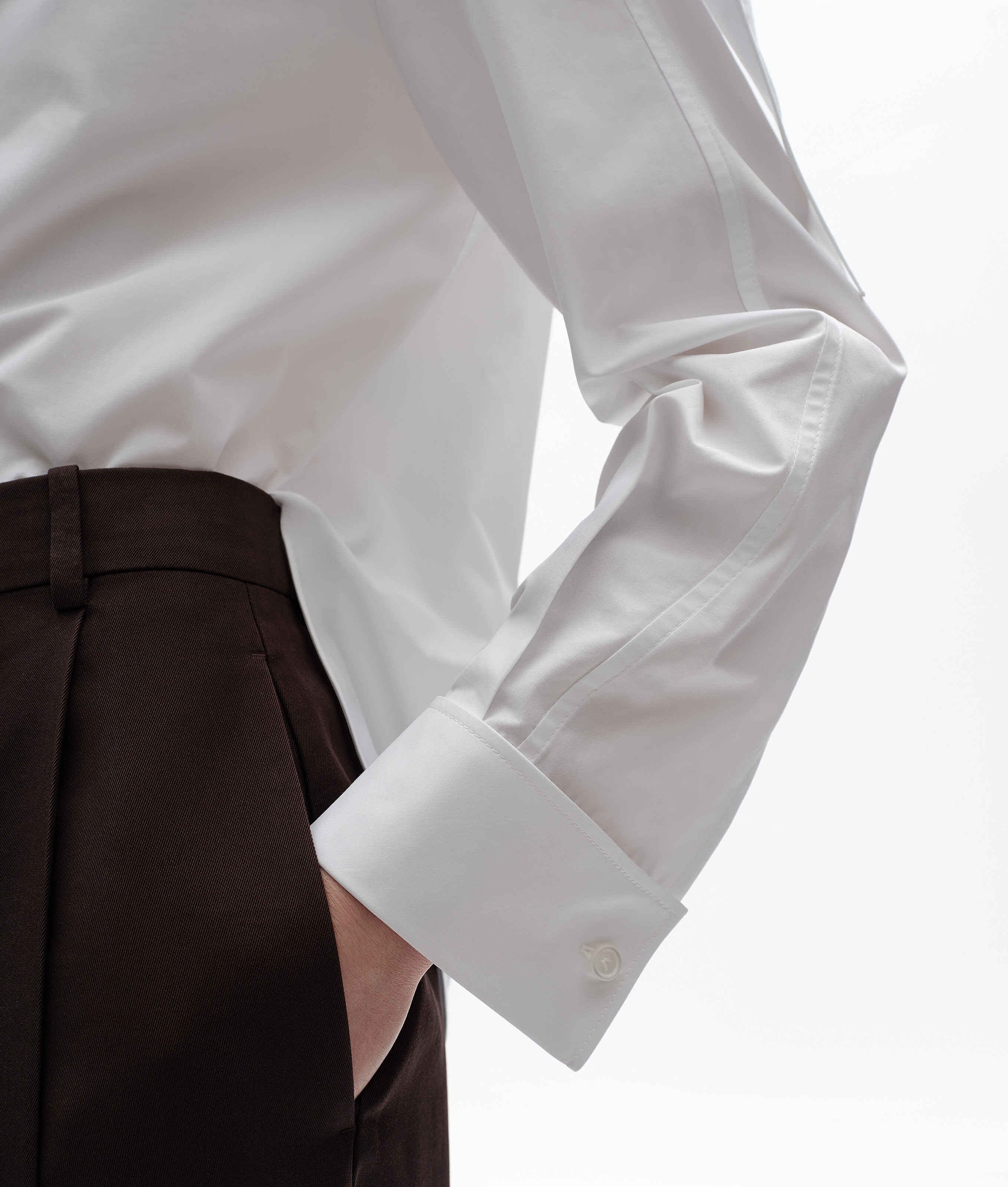 Women's Compact Cotton Poplin Shirt in White Bottega Veneta Luxembourg EN - Image 4