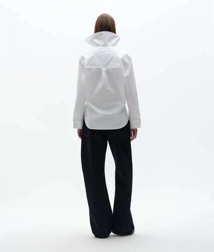 Women's Compact Cotton Poplin Shirt in White Bottega Veneta Cyprus EN - Image 3