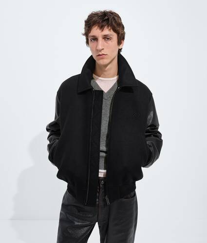 Men's Wool and Leather Blouson in Double black Bottega Veneta Czechia EN - Image 1
