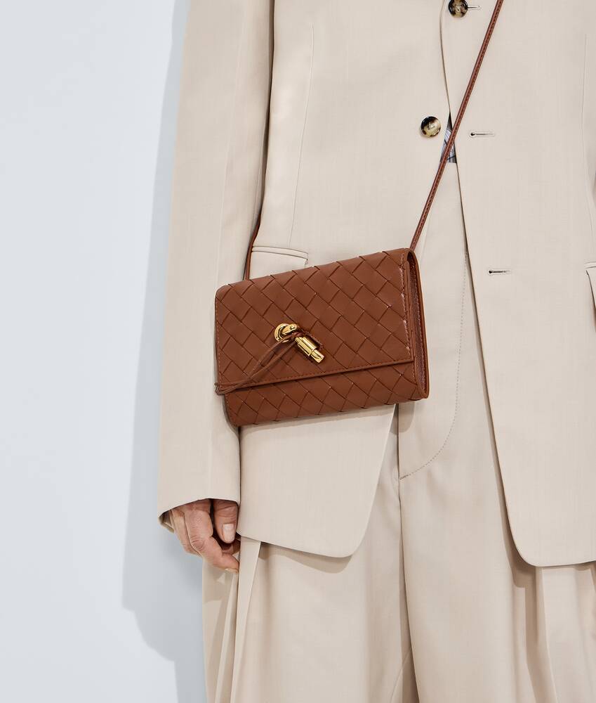 Women's Andiamo Pouch on Strap in Tannin Bottega Veneta Netherlands EN - Image 5