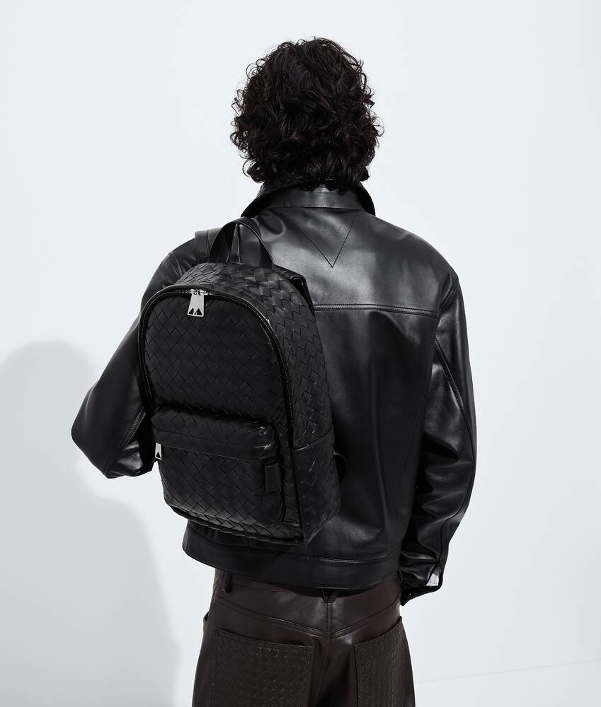 black faux leather backpack men Journey This pocket includes an extra zip entry pocket and showcases the signature BOSS logo embossed Black MAN Faux Leather Backpack
