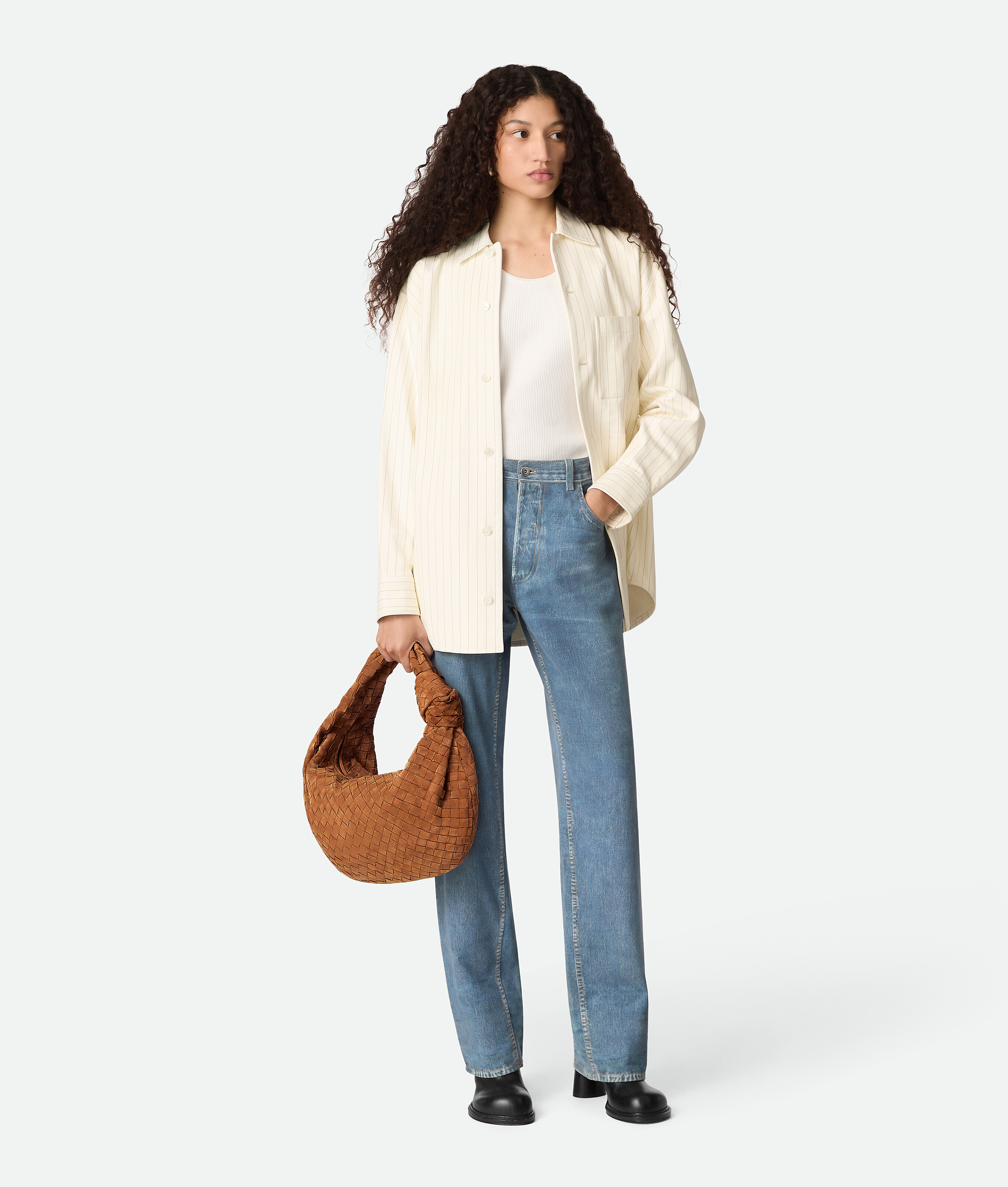 Bottega Veneta Teen Jodie Intrecciato Suede Hobo In Orange
