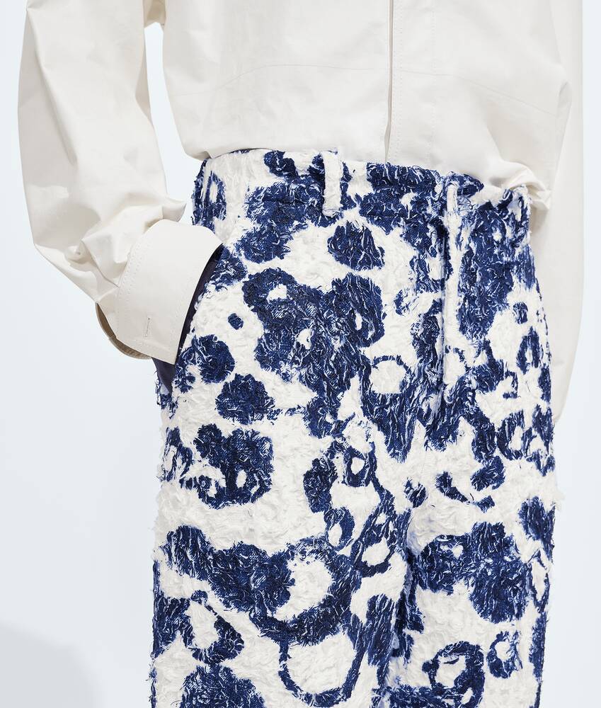Men's Cotton Fil Coup&eacute; Printed Pants in Blue ink/white Bottega Veneta United States EN - Image 4