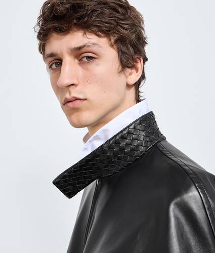 Men's Leather Jacket in Double black Bottega Veneta Denmark EN - Image 3