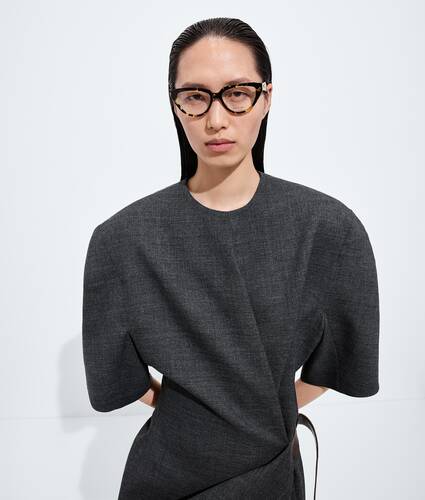Classic Cat Eye Eyeglasses in Havana/transparent Bottega Veneta Brazil EN - Image 2