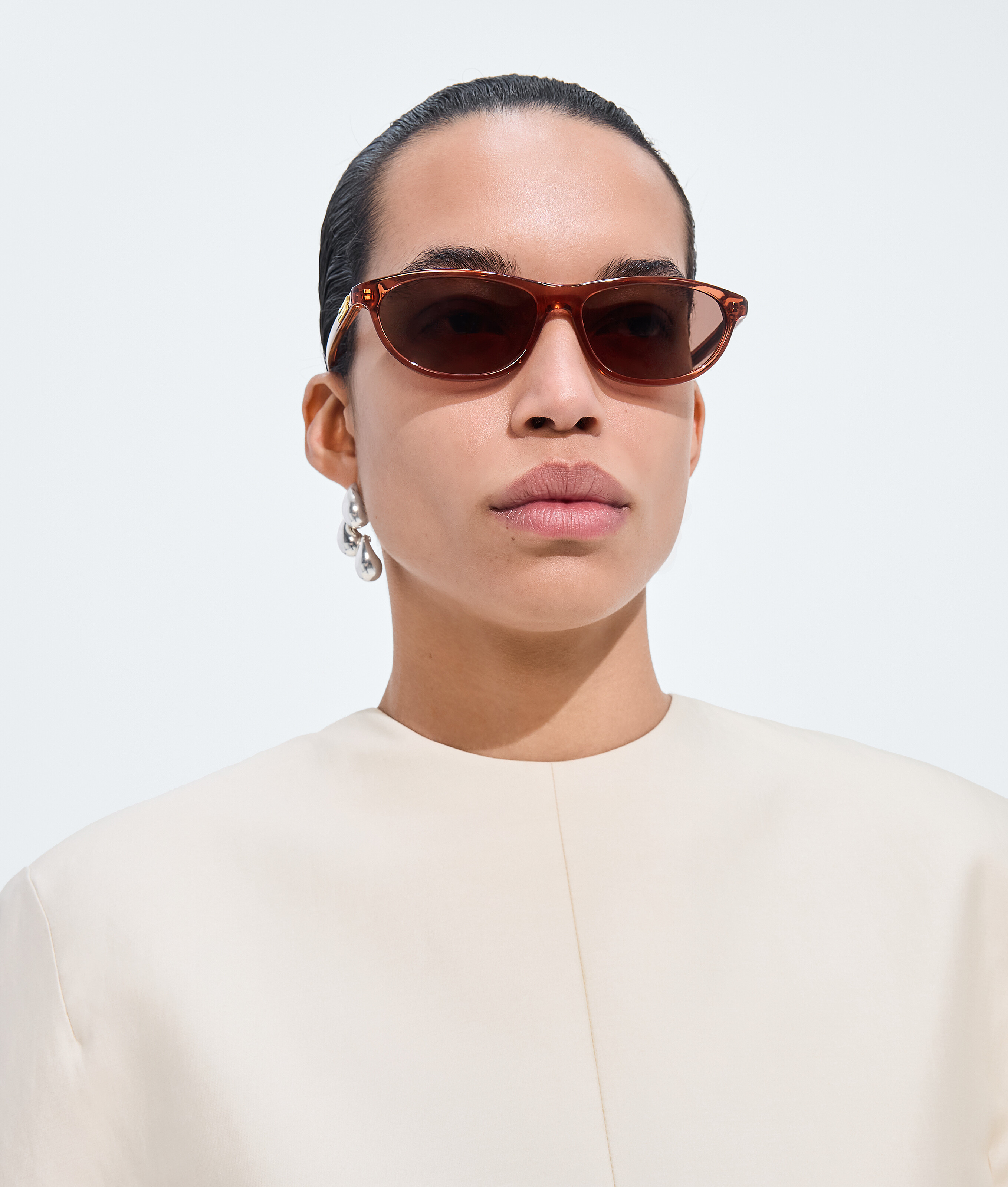 Lunettes de soleil rectangulaires Classic en Orange/brown Bottega Veneta Monaco FR - Image 2