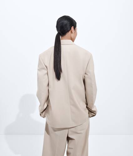 Women's Wool And Cotton Jacket in Beige/light blue Bottega Veneta United States EN - Image 3