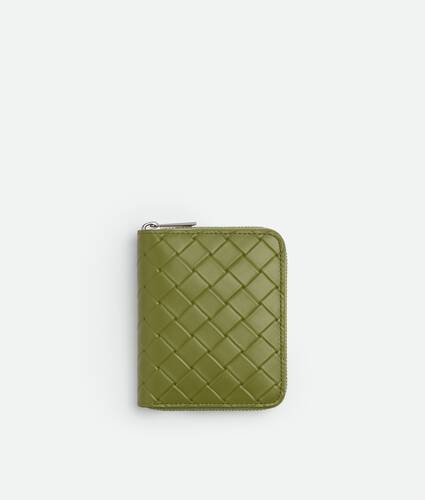 Men's Intrecciato Stamp North/South Compact Zip Around Wallet in Matcha Bottega Veneta Japan EN - Image 1