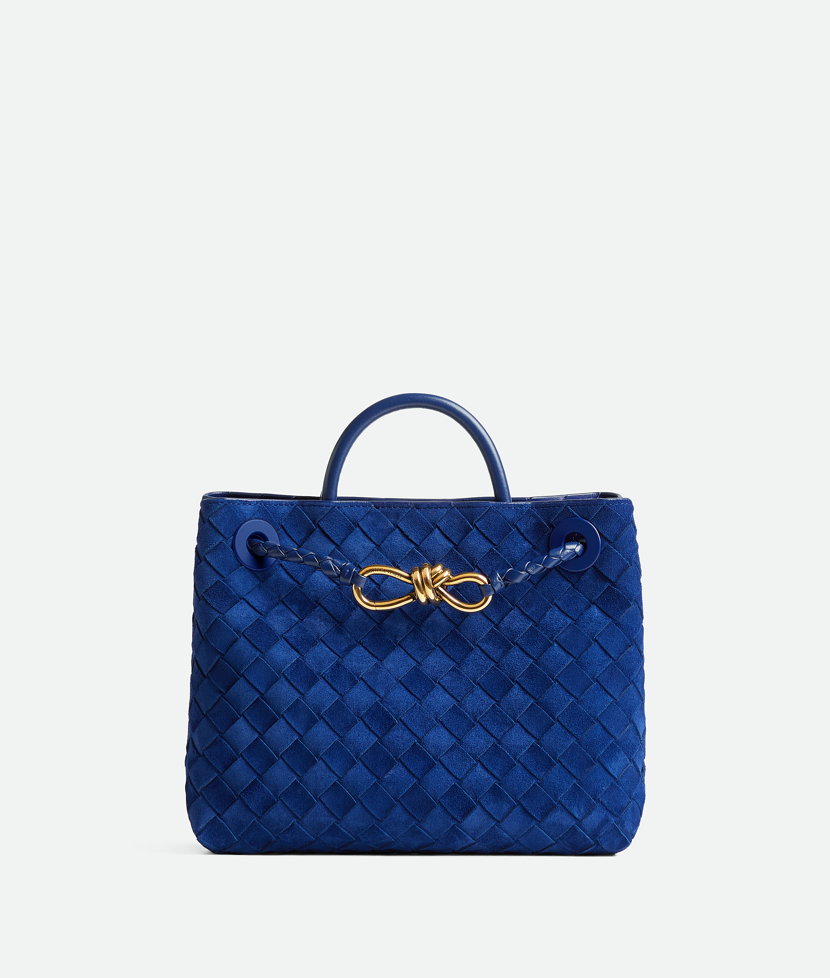 Bottega Veneta Small Intrecciato Leather Andiamo Top-handle Bag In Blue