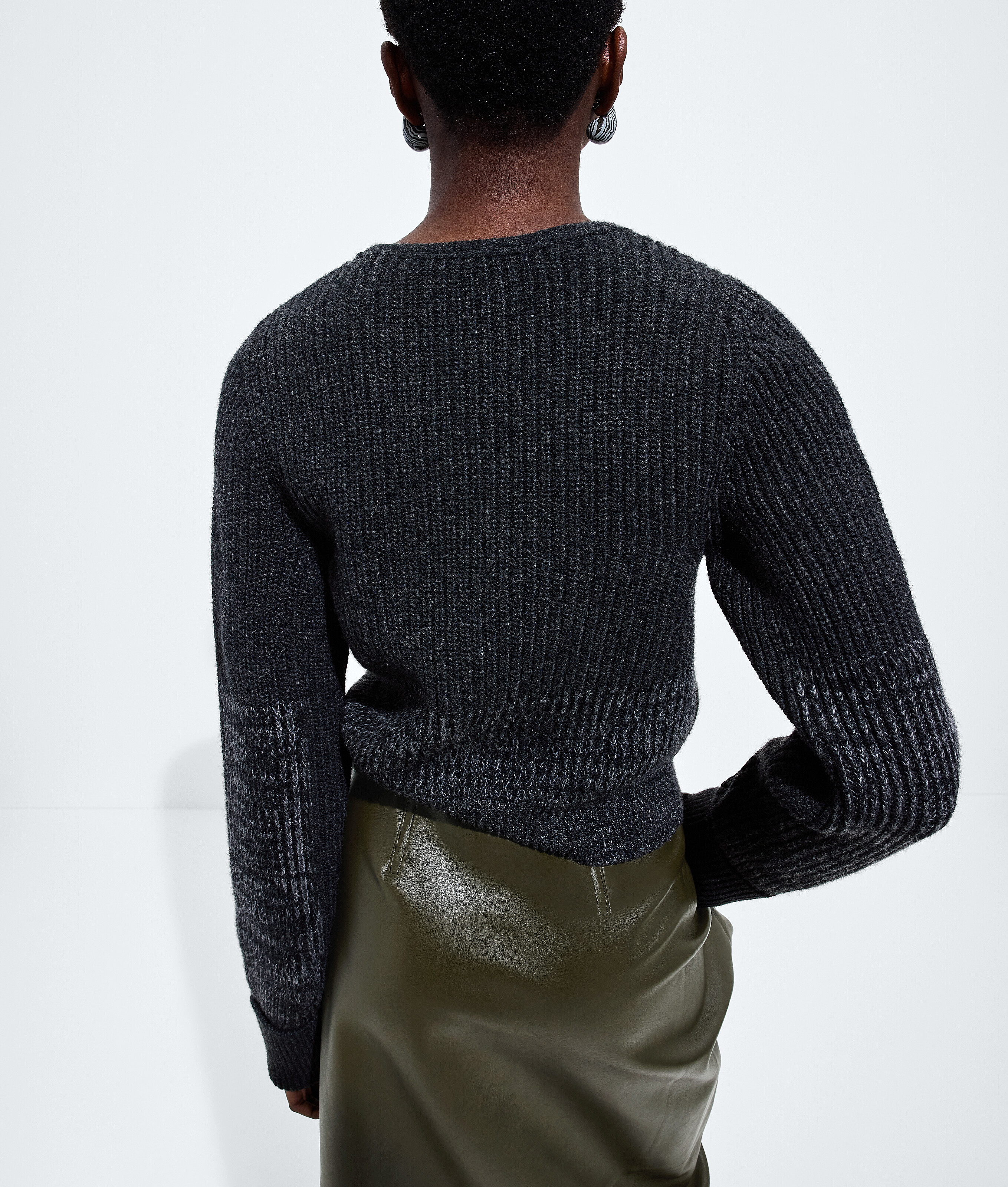 Women's Wool and Cashmere Cardigan in Ardoise melange Bottega Veneta Luxembourg EN - Image 3