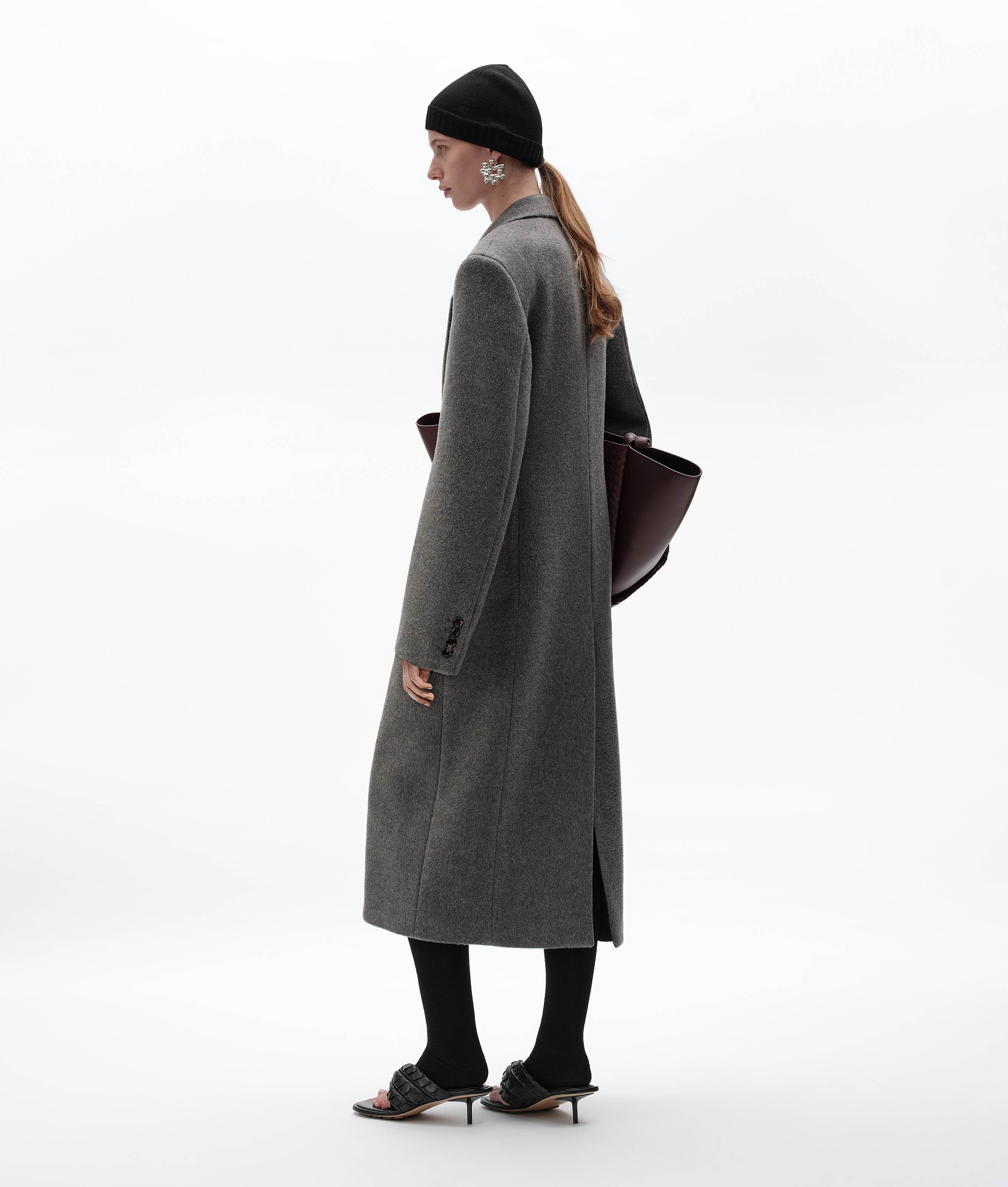 Women's Cashmere Coat in Slate melange Bottega Veneta Luxembourg EN - Image 2