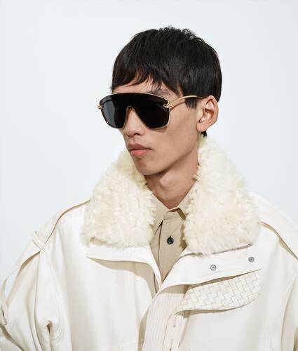 Knot Shield Sunglasses in Gold/smoke Bottega Veneta United Kingdom EN - Image 2