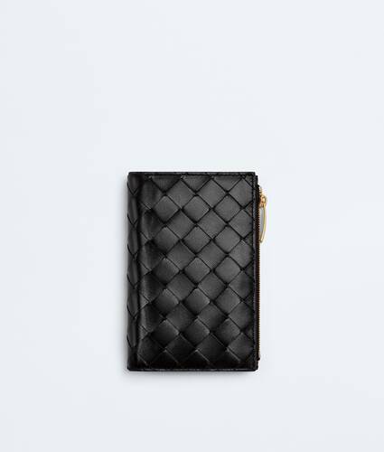 Women's Intrecciato Medium Bi-Fold Wallet in Black Bottega Veneta Greece EN - Image 1