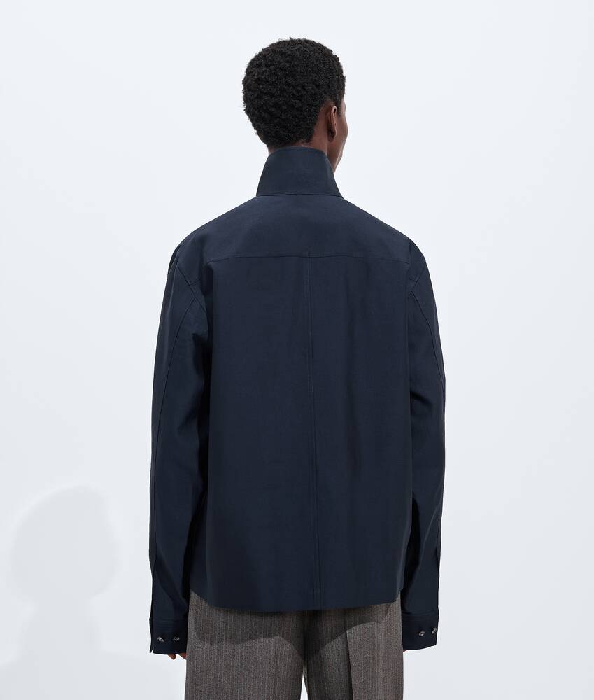 Men's Cotton And Silk Shirt in Midnight blue Bottega Veneta United Kingdom EN - Image 3