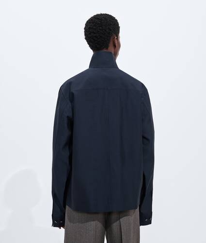 Men's Cotton And Silk Shirt in Midnight blue Bottega Veneta United Kingdom EN - Image 3