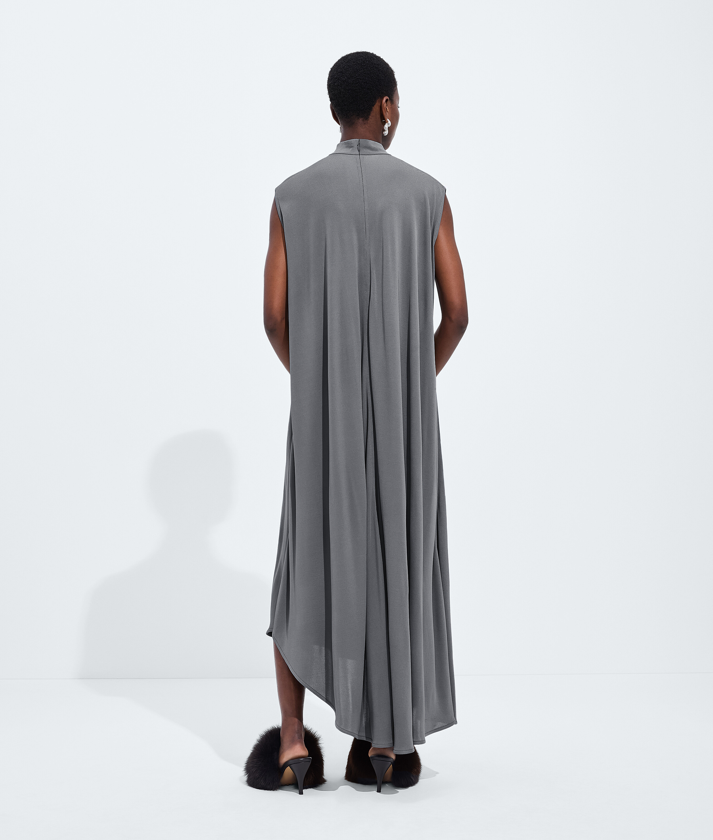 Women's Crepe Viscose Jersey Dress in Harbor gray Bottega Veneta Luxembourg EN - Image 3