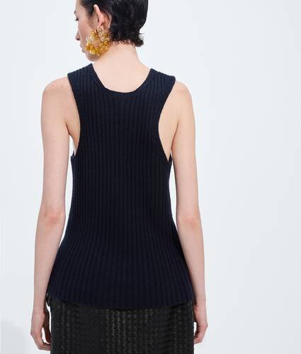 Geripptes Tanktop aus Merinowolle f&uuml;r Damen in Midnight blue Bottega Veneta Deutschland DE - Image 3