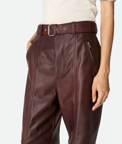 Women's Leather Trousers in Madder brown Bottega Veneta United Kingdom EN - Image 4