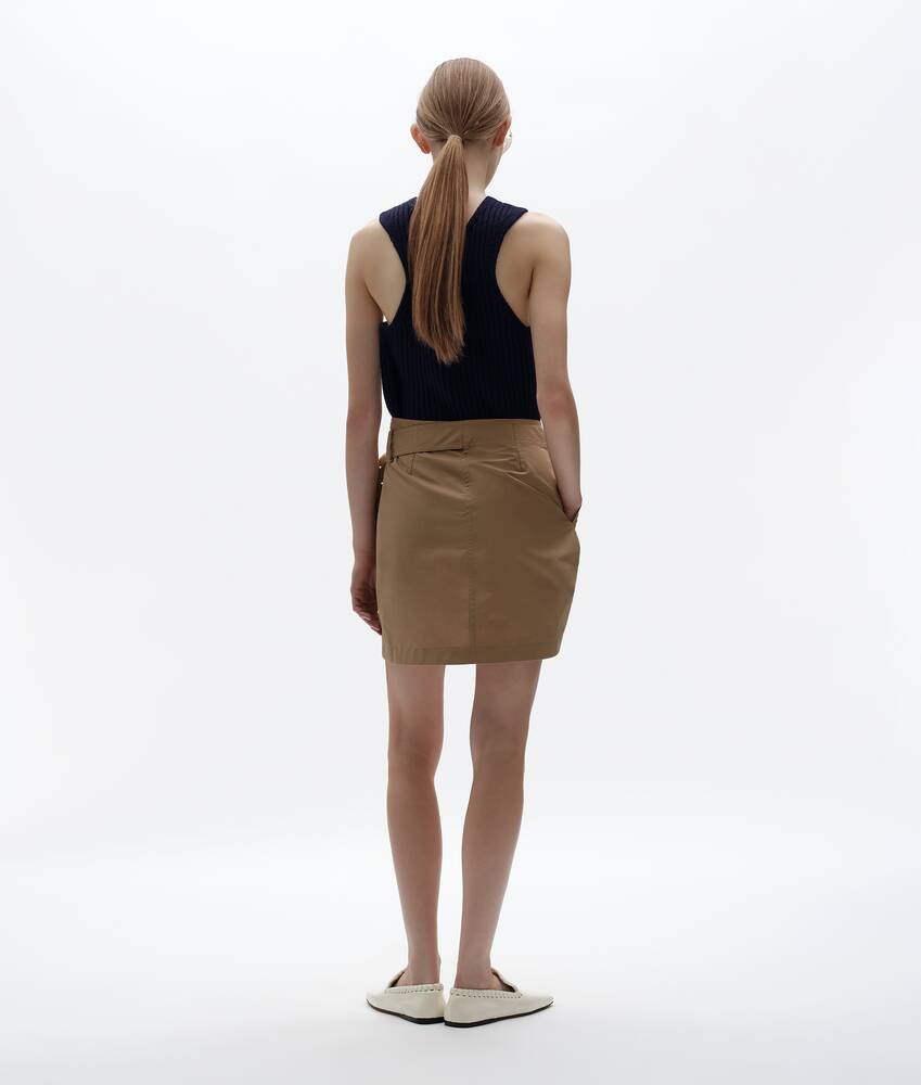 Rock aus kompakter Baumwollpopeline f&uuml;r Damen in Hemp Bottega Veneta &Ouml;sterreich DE - Image 3