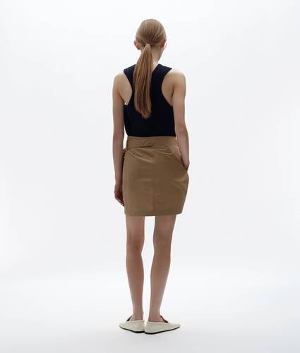Rock aus kompakter Baumwollpopeline f&uuml;r Damen in Hemp Bottega Veneta &Ouml;sterreich DE - Image 3