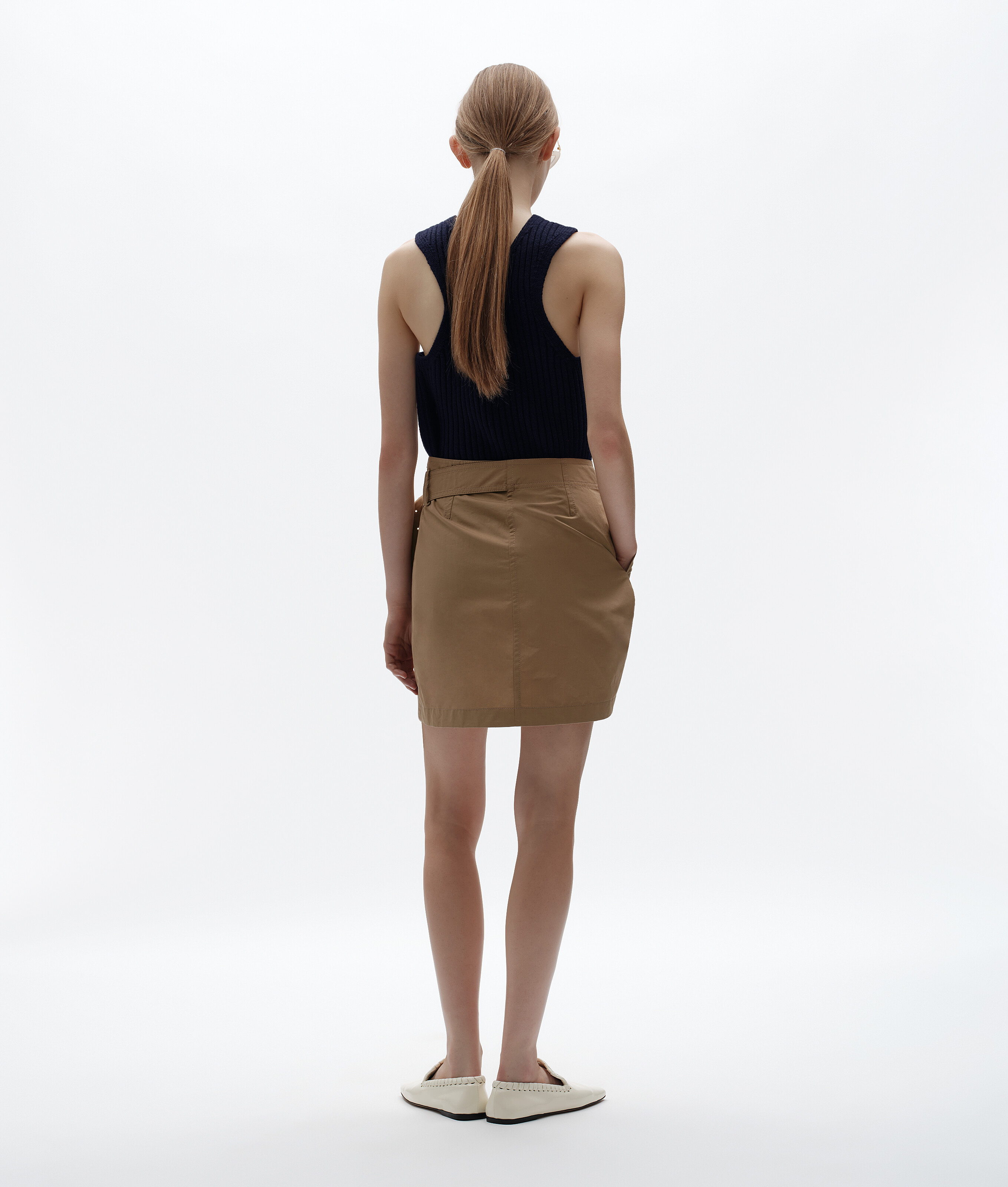 Women's Compact Cotton Poplin Skirt in Hemp Bottega Veneta Luxembourg EN - Image 3