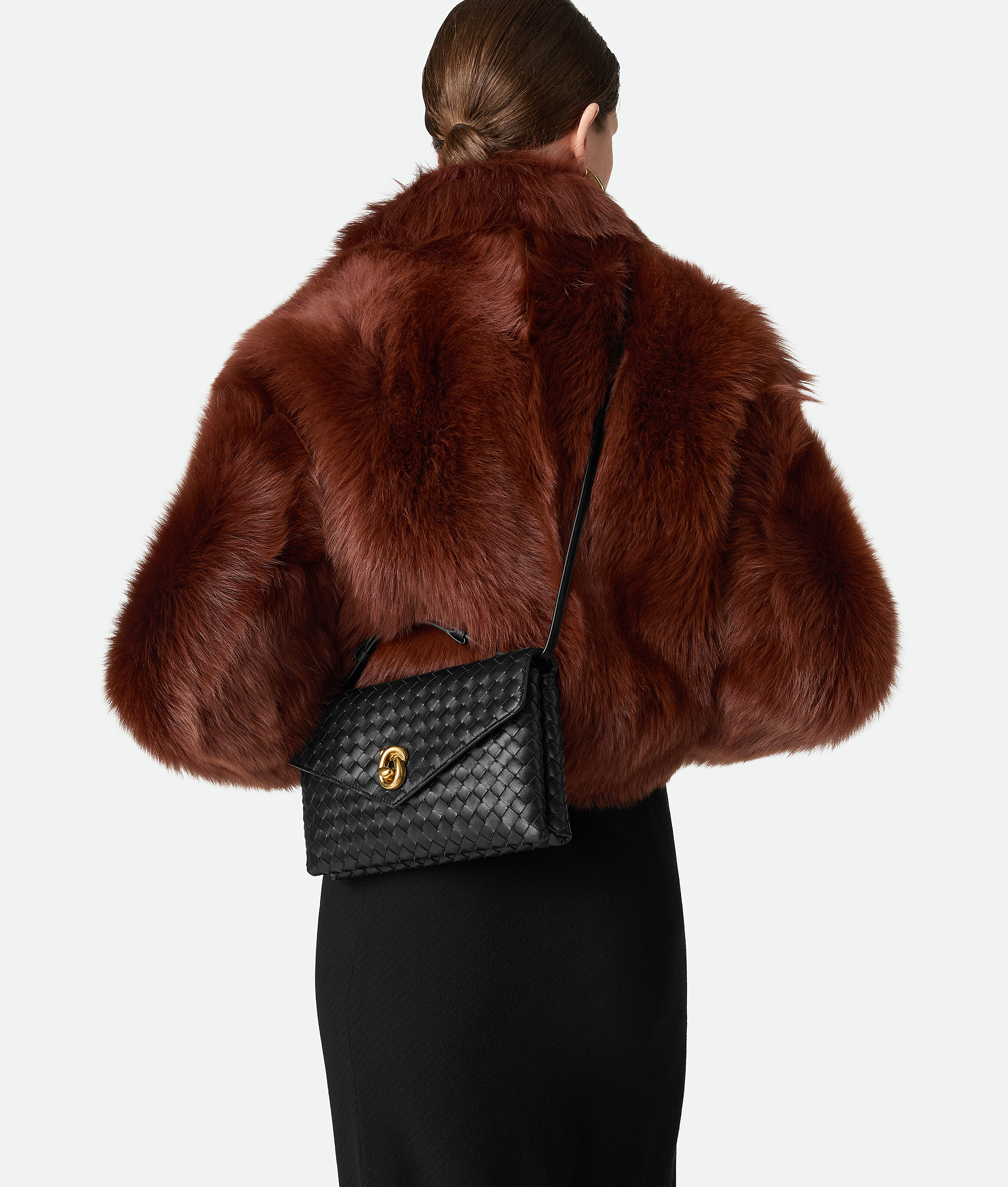 Bottega Veneta Lambskin Knot Lock Top-handle Bag In Black