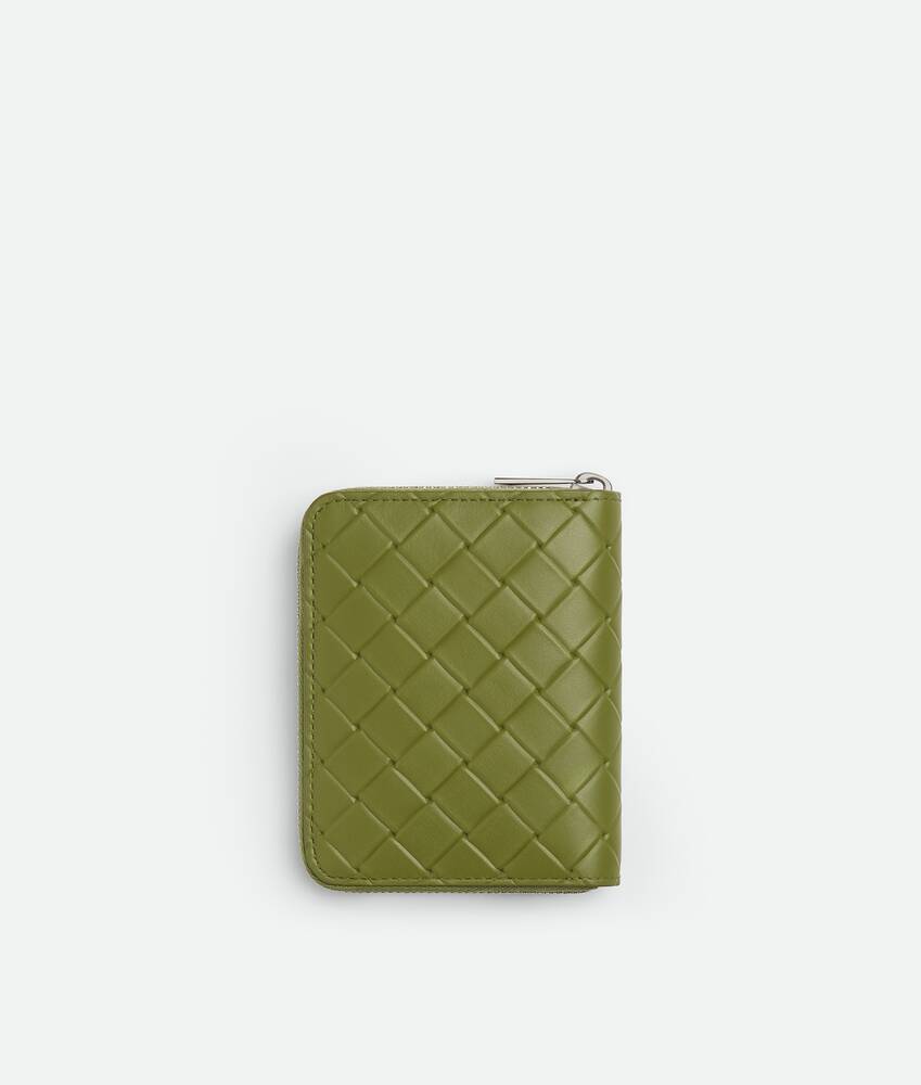Men's Intrecciato Stamp North/South Compact Zip Around Wallet in Matcha Bottega Veneta Japan EN - Image 3