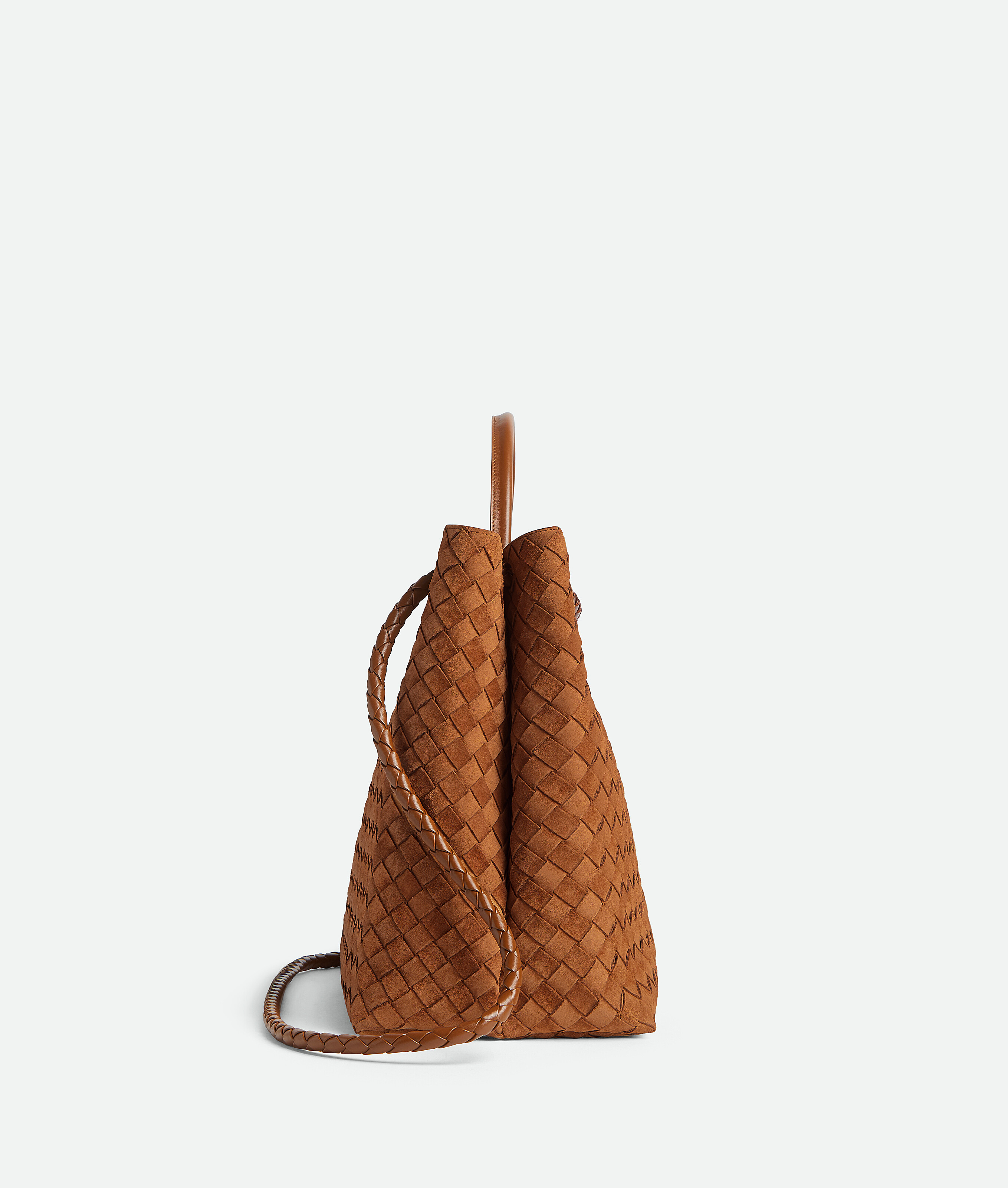Bottega Veneta Large Andiamo Intrecciato Suede Tote In Orange