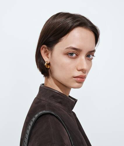 Women's Small Disc Earrings in Yellow gold Bottega Veneta Taiwan EN - Image 2