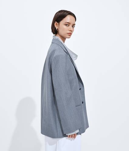 Women's Wool And Mohair Jacket in Blue/gray melange Bottega Veneta Belgium EN - Image 2