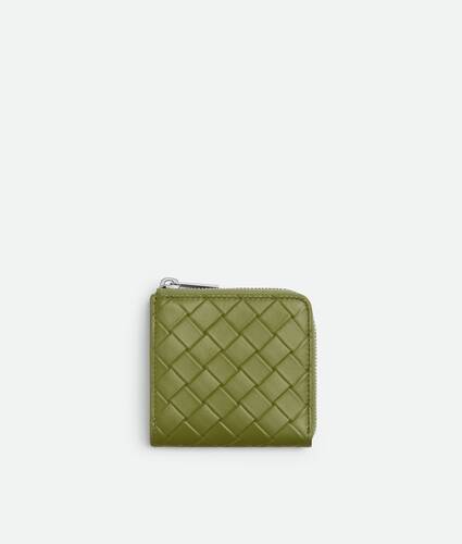 Men's Intrecciato Stamp Square Zip Around Wallet in Matcha Bottega Veneta Japan EN - Image 1