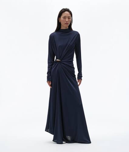 Women's Crepe Viscose Jersey Dress in Azurite Bottega Veneta Singapore EN - Image 1