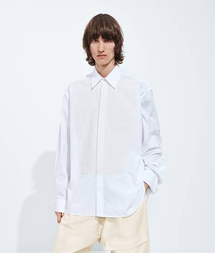 Men's Cotton Poplin Shirt in White Bottega Veneta Bulgaria EN - Image 1
