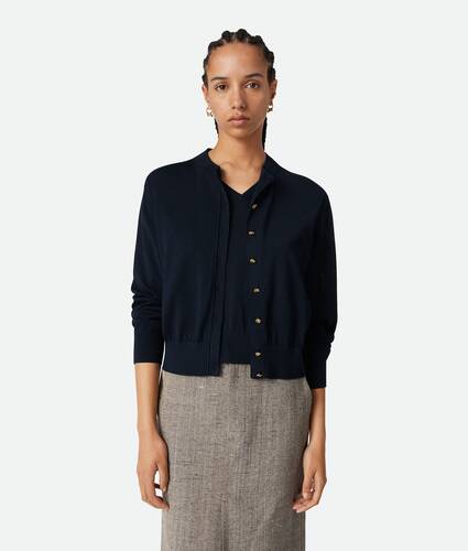 Conjunto de jersey y c&aacute;rdigan de viscosa y algod&oacute;n para Mujer en Navy Bottega Veneta M&eacute;xico ES - Image 9