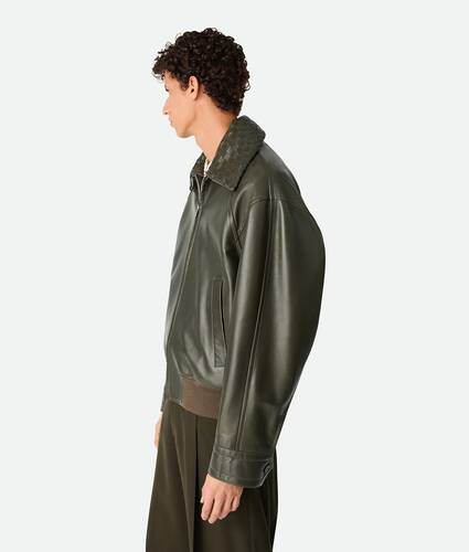 Men's Leather Blouson in Dark forest Bottega Veneta Poland EN - Image 3