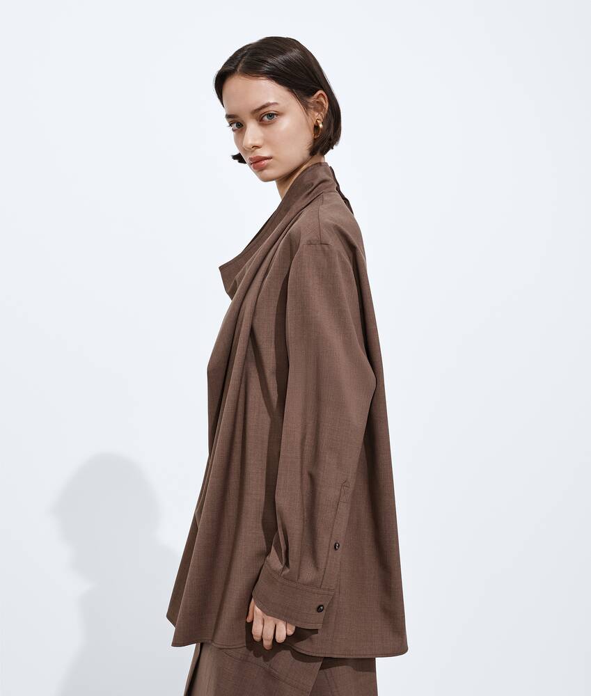 Women's Light Wool Toile Blouse in Camel melange Bottega Veneta Belgium EN - Image 2
