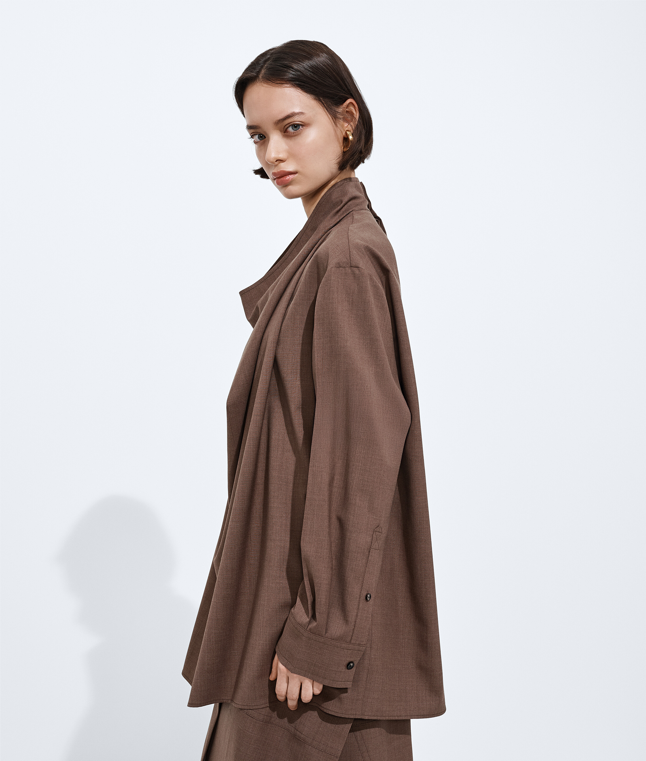 Women's Light Wool Toile Blouse in Camel melange Bottega Veneta Luxembourg EN - Image 2