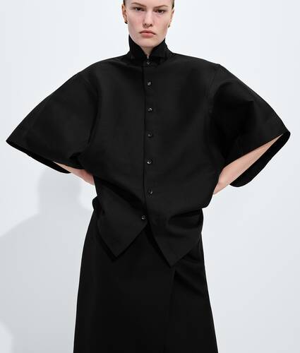 Women's Wool Twill Shirt in Double black Bottega Veneta Portugal EN - Image 1