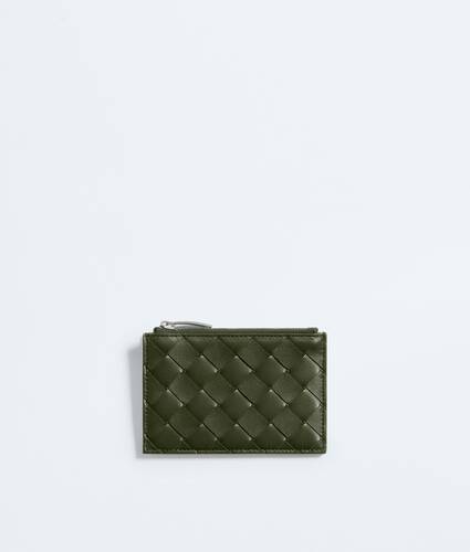 Men's Intrecciato Zipped Card Case  in Green tweed/mineral Bottega Veneta United States EN - Image 1