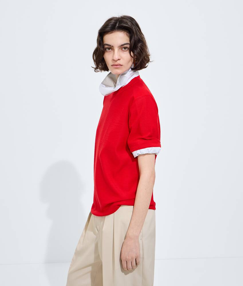 Women's Cashmere T-Shirt in Pop red Bottega Veneta Luxembourg EN - Image 2