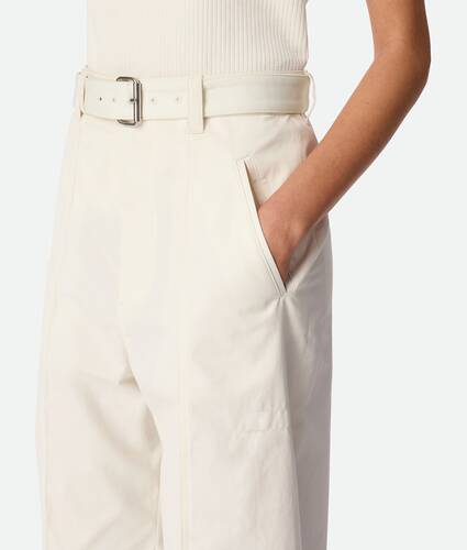 Women's Cotton Twill Pants in Frosting Bottega Veneta Zimbabwe EN - Image 4