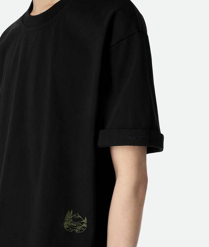Men's Pima Cotton Jersey T-Shirt in Black Bottega Veneta Taiwan EN - Image 4