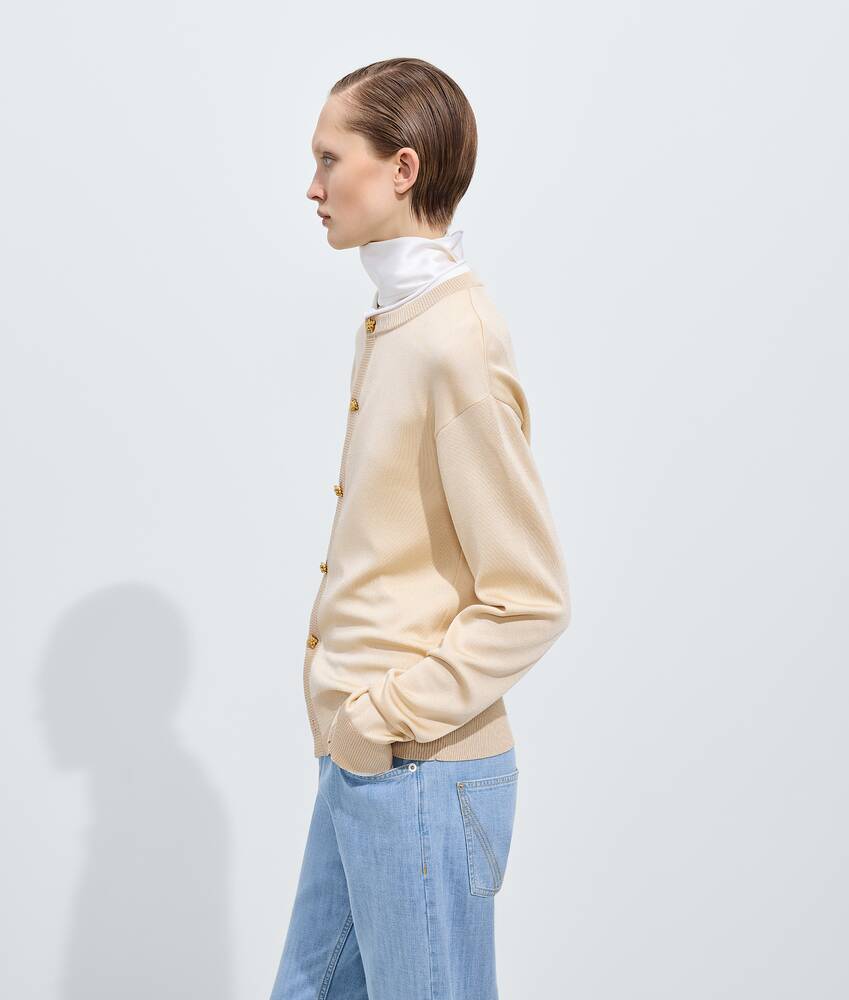 Cardigan en maille de soie double pour Femme en Prosecco/chalk Bottega Veneta France FR - Image 2